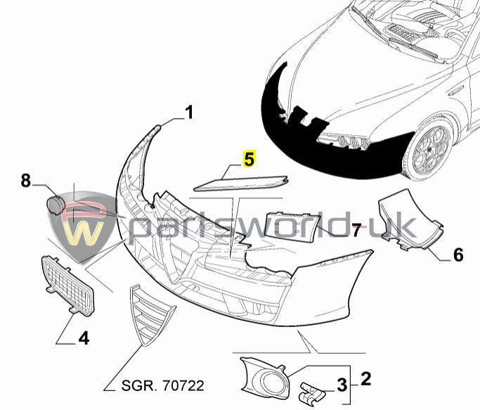 Front Bumper Chrome trim - Alfa Romeo 159 156054313
