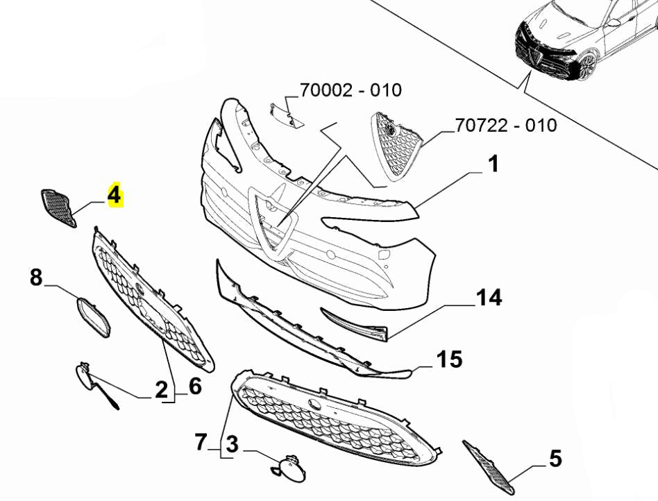 Offside-Frontstoßstangengrill – Stelvio Quadrifoglio