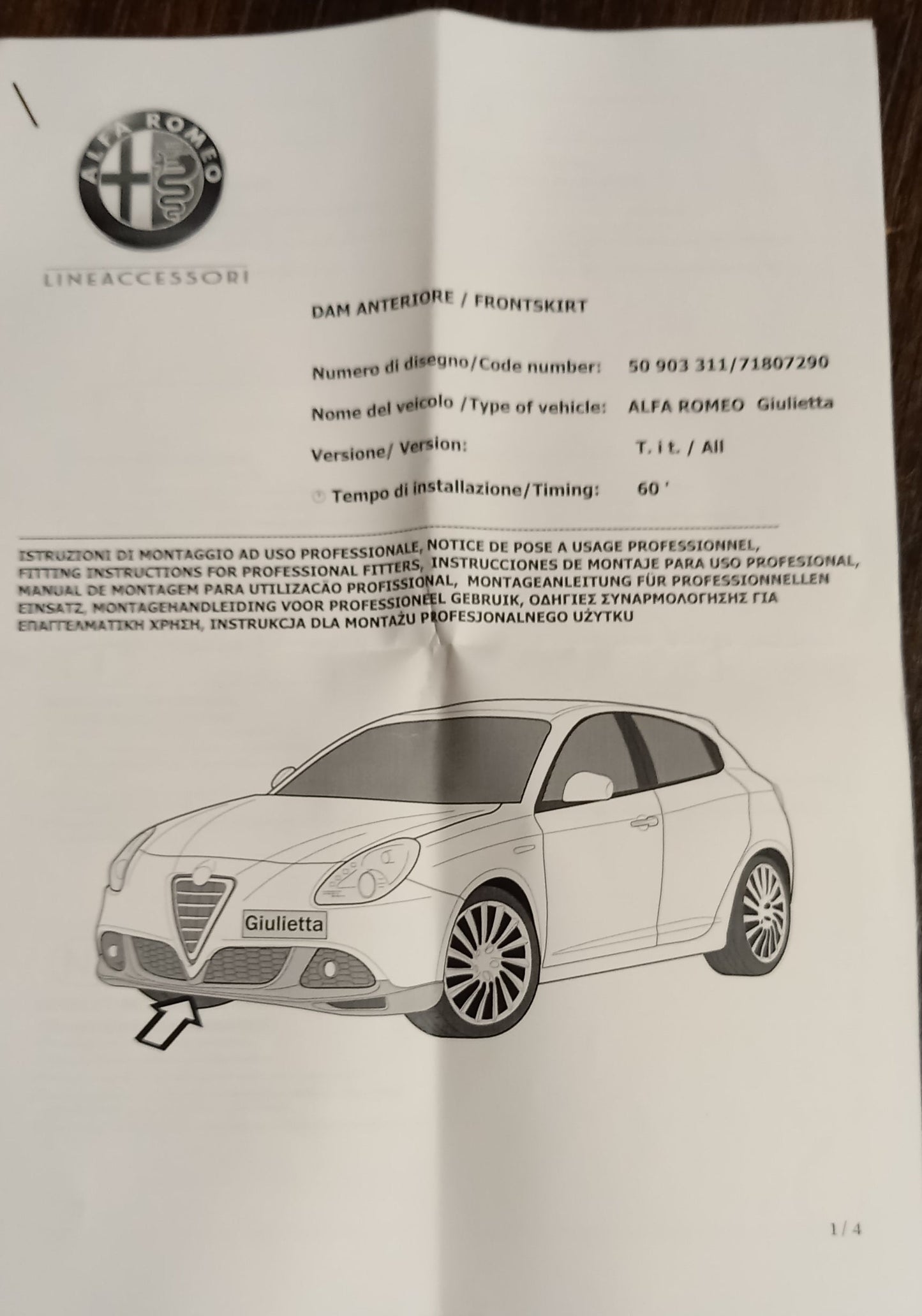 Unterer Frontspoiler – Giulietta