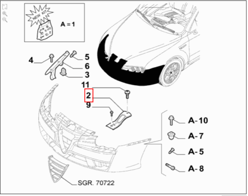 Bracket, Front Bumper - Alfa Romeo 159, Brera, Spider 50505251