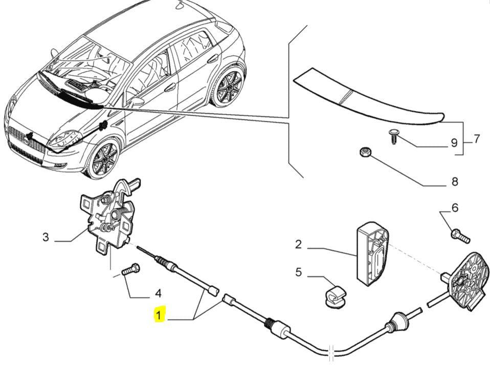 Bonnet Release Cable - Alfa Mito - Partsworld-UK - 52095654