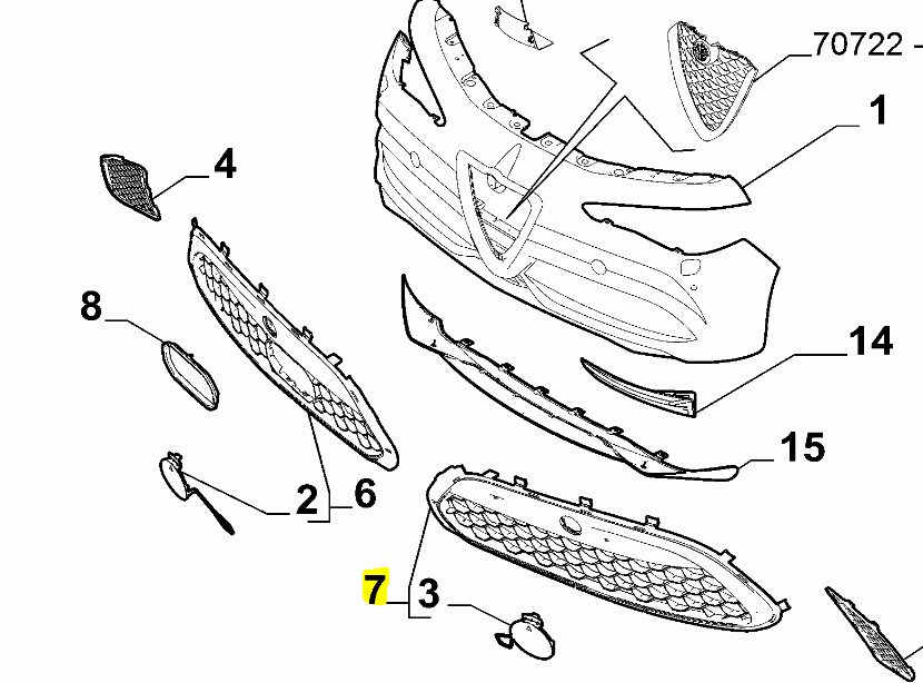 Front Bumper Grille, Left- Stelvio Quadrifoglio - Partsworld-UK - 6000628264
