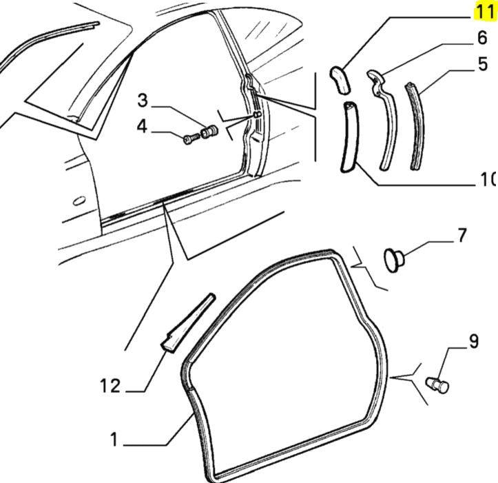 Upper door Seal Rubber -Alfa Romeo GTV 60623307 60623308