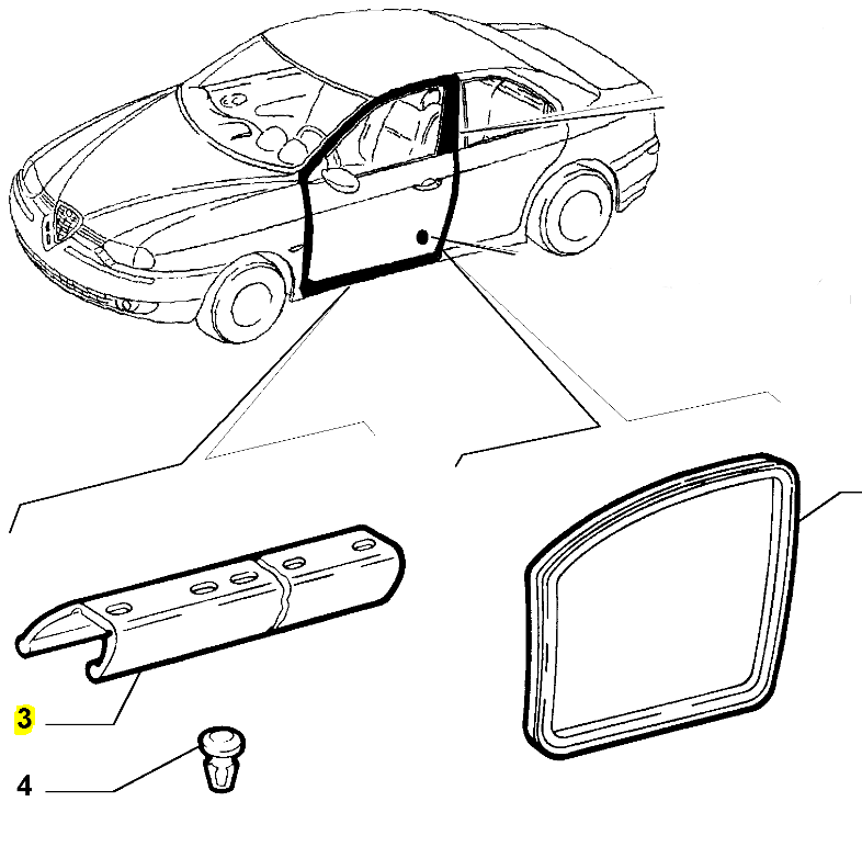 Door Seal, OSF Lower - 156 - Alfa Romeo Shop
