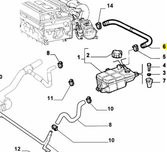 Header tank Hose - Alfa Romeo 147 156 GT 3.2 V6 GTA 60676492
