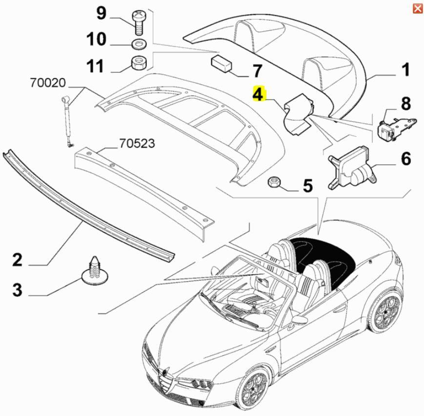 Rear Roof Flap / Lid - Alfa Romeo 939 Spider 71749012 71749013