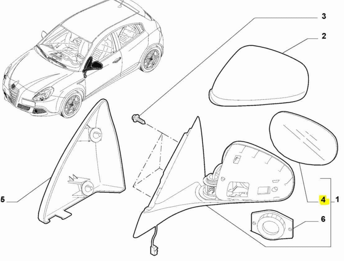 Nearside Mirror Glass - Alfa Romeo Giulietta 71754997