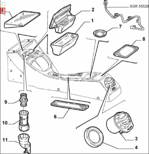 Rubber Mat, Front center console - Alfa Romeo 147 735292836