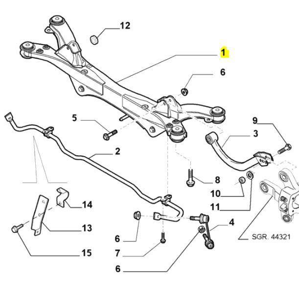Rear Suspension cross rail - 159 Brera & Spider - Alfa Romeo Shop
