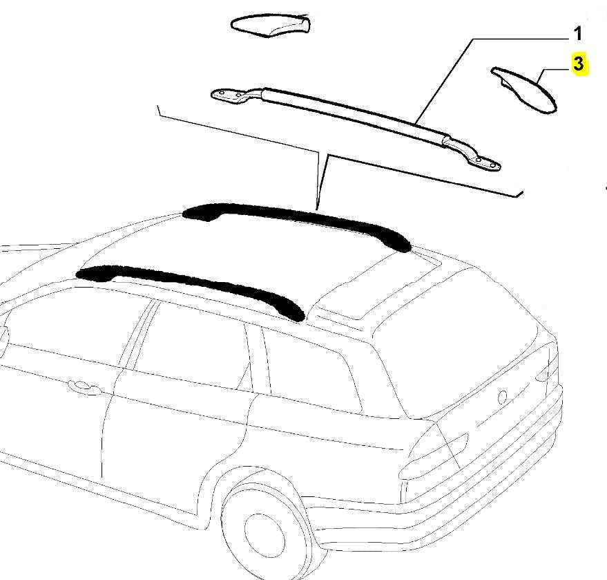 Roof Bar Capping, Offside Rear - 156 SW