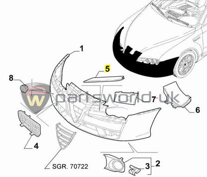 Front Bumper Chrome trim - Alfa Romeo 159 156054313