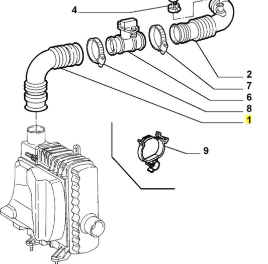 Pipe, Air filter to AFM - 147 & GT - Alfa Romeo Shop