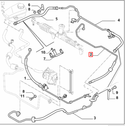 Pipe, Power Steering - Alfa Romeo 159, Brera & Spider V6 50507281