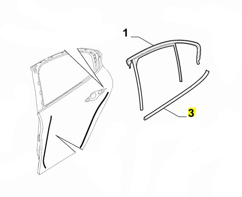 Genuine Alfa Romeo Door Scraper Moulding, Left Rear Giulia <2021 - Alfa Romeo Shop