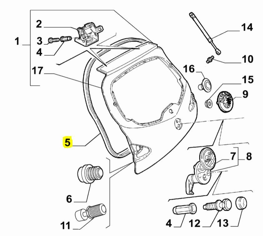 Tailgate Aperture seal - Alfa Romeo 147 51713027