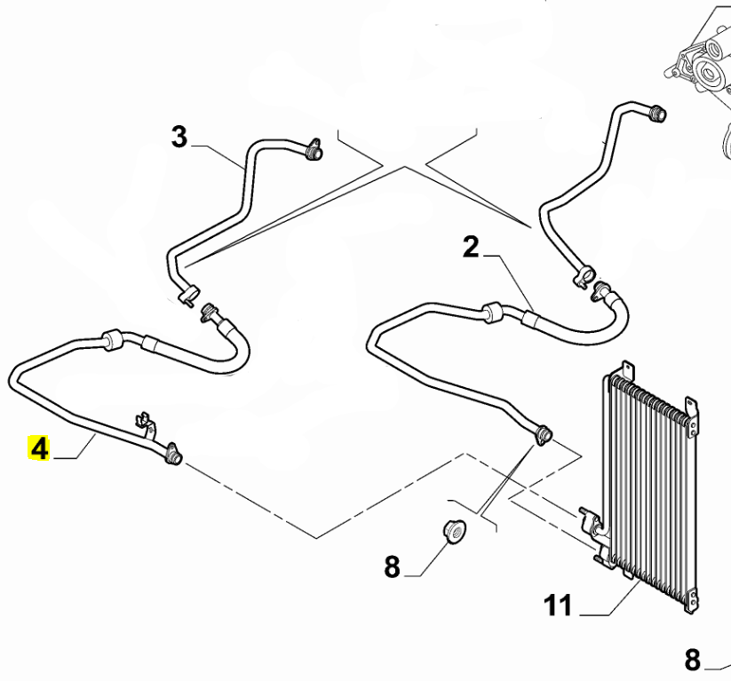 Oil Cooler Pipe, Upper - Brera, Spider, 159 2.4 JTDm