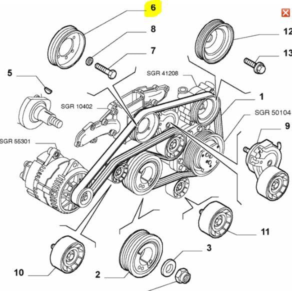 Water Pump Pulley - Alfa Romeo 147 156 GT GTV Spider 166 V6 55190289