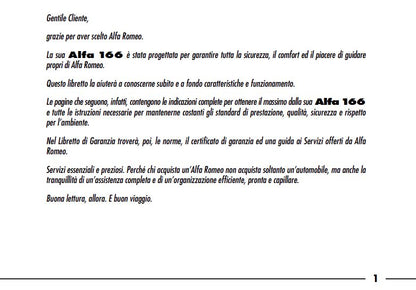 Owners Manual / Handbook, Italian - 166 2003>