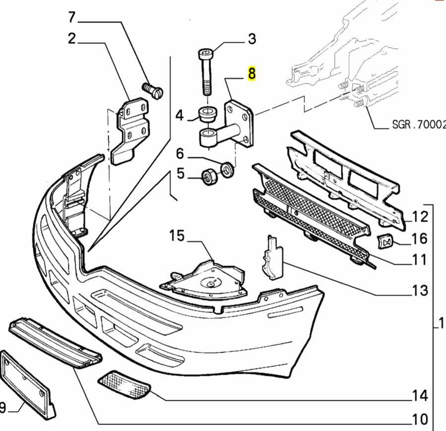 Bracket, Front Bumper - GTV & Spider - Partsworld-UK - 60604415