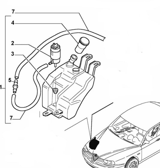 Washer Bottle & Pump - Alfa Romeo 156 Saloon