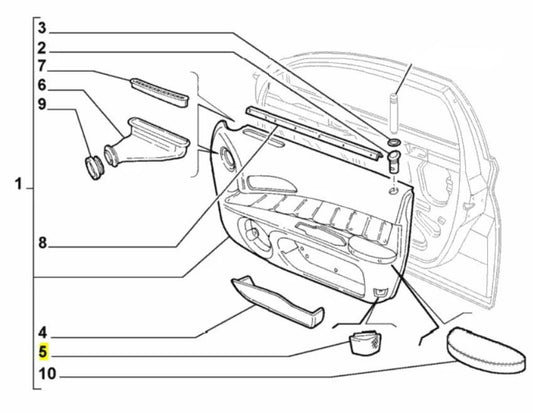 Reflector, Front Door Panel - 166 - Alfa Romeo Shop