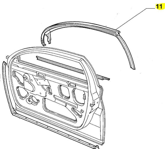 Door Window Seal, Nearside Front - 166 2003>