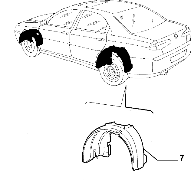 Wheel Arch Liner, Nearside rear Alfa Romeo 166