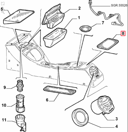 Rubber Mat, Rear center console - Alfa Romeo 147 735292839