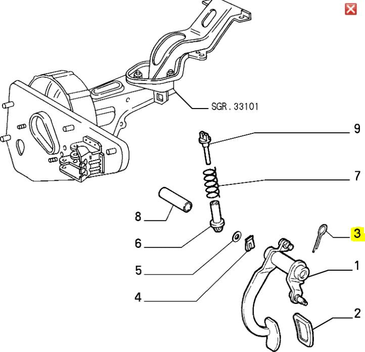 Clutch / Brake Pedal Retaining Spring Clip