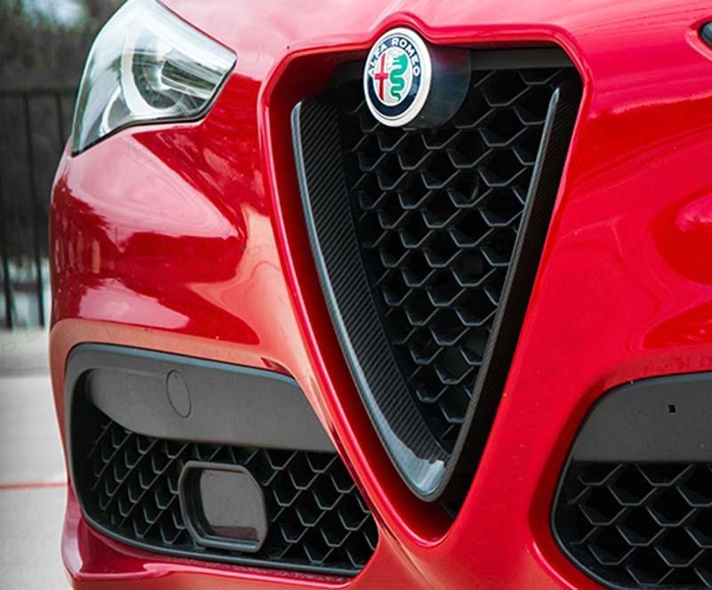 Alfa Romeo Giulia Front V Shield Emblem Grill Frame - Carbon Fibre - Alfa Romeo Shop