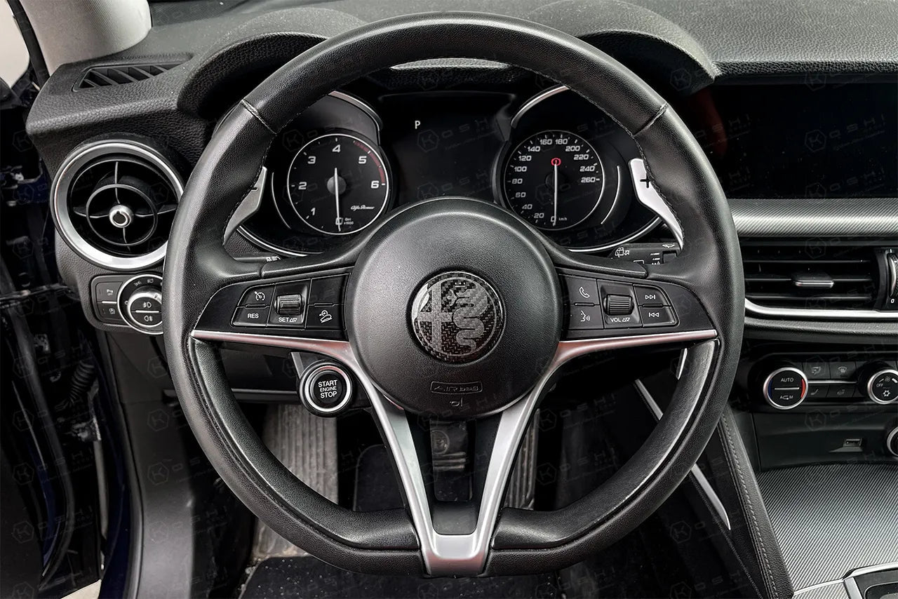 Alfa Romeo Giulia / Stelvio Steering Wheel Badge Logo Cover - Carbon Fibre - Alfa Romeo Shop