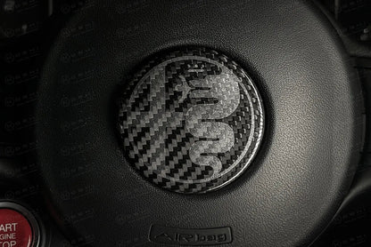 Alfa Romeo Giulia / Stelvio Steering Wheel Badge Logo Cover - Carbon Fibre Alfa Romeo Shop