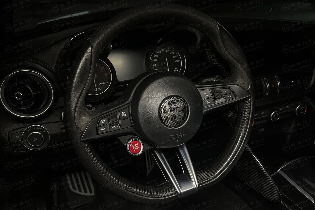 Alfa Romeo Giulia / Stelvio Steering Wheel Badge Logo Cover - Carbon Fibre - Alfa Romeo Shop