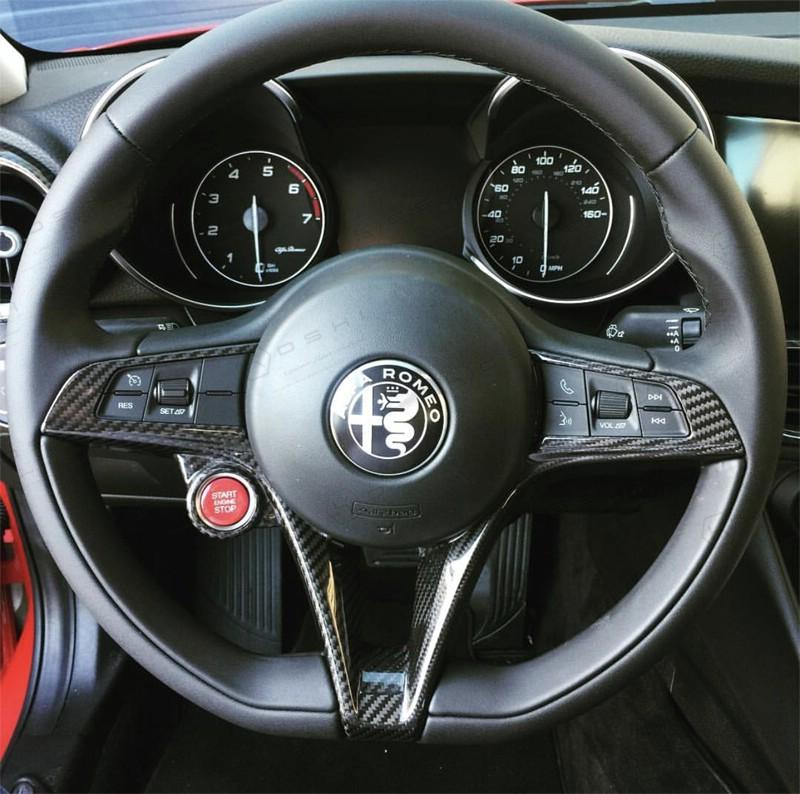For Alfa Romeo Giulia Stelvio 2020-2022 ABS Carbon Fiber Car Steering Wheel  Decorative Frame Sticker