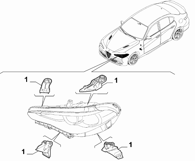 Headlamp Bracket Kit - Giulia 2016 - 2022