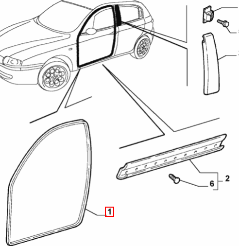 Front Left Hand Door Seal -  Alfa Romeo 147 46795547