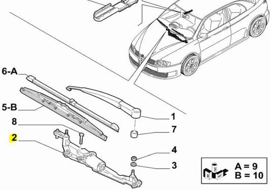 Front Wiper Motor & Linkage - Alfa Romeo GT 50502817