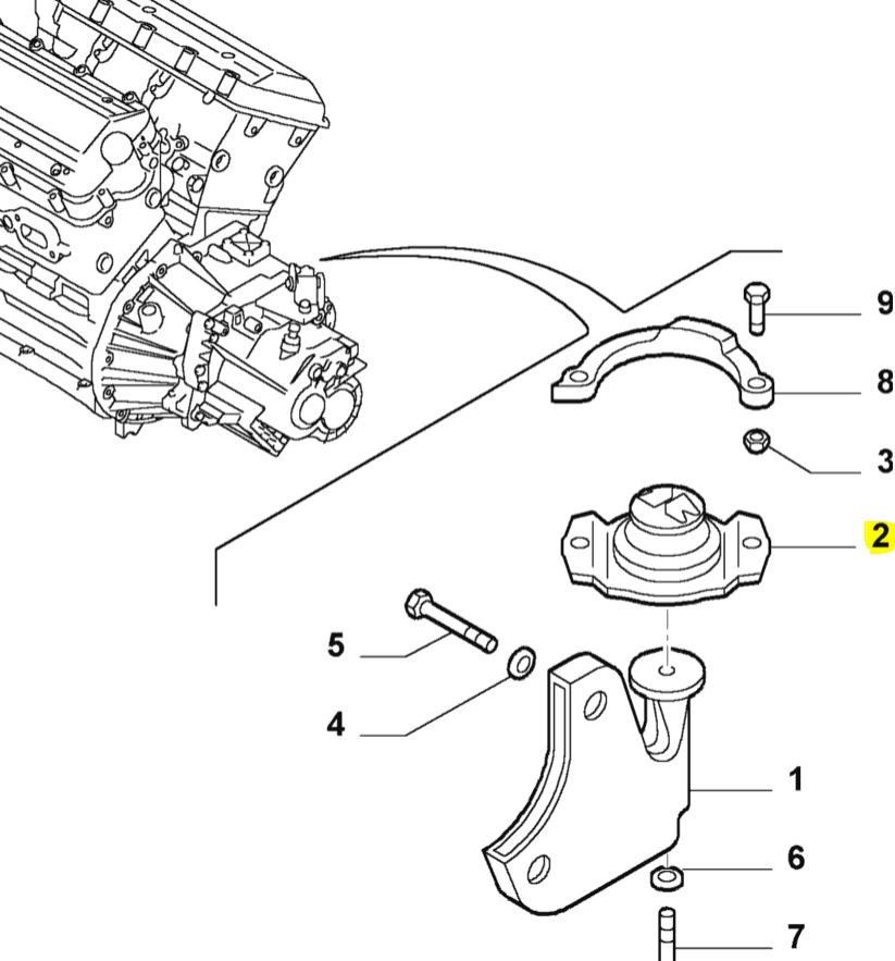 Gearbox Mounting (Rear) - GTA - Alfa Romeo Genuine Parts Shop