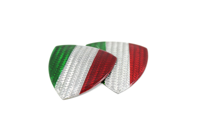 White Carbon Fibre Fender Shield Emblem w/ Italia Flag - Carbon Fibre